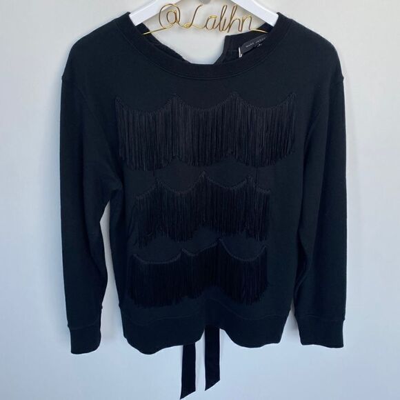 NWT Marc Jacobs Black Fringed Sweatshirt - Picture 3 of 10